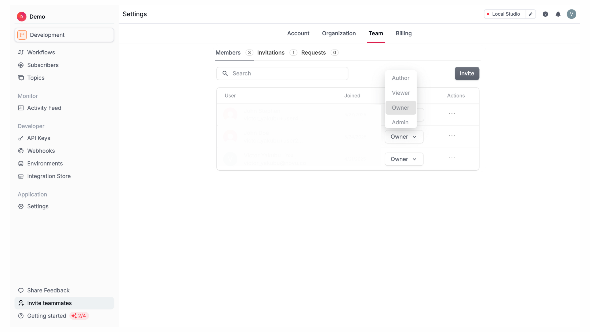 Updating a member's role