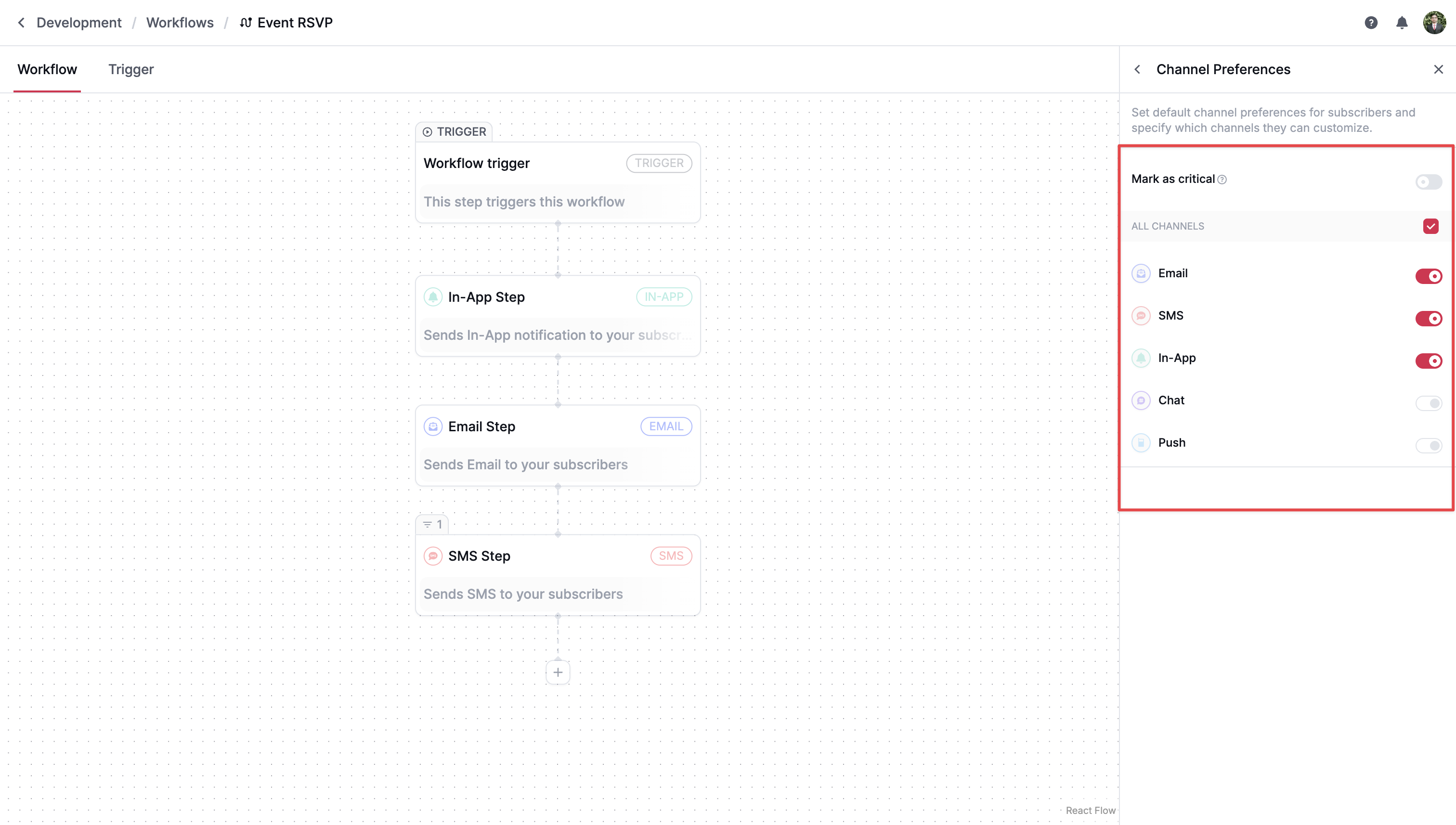 Workflow channel preferences