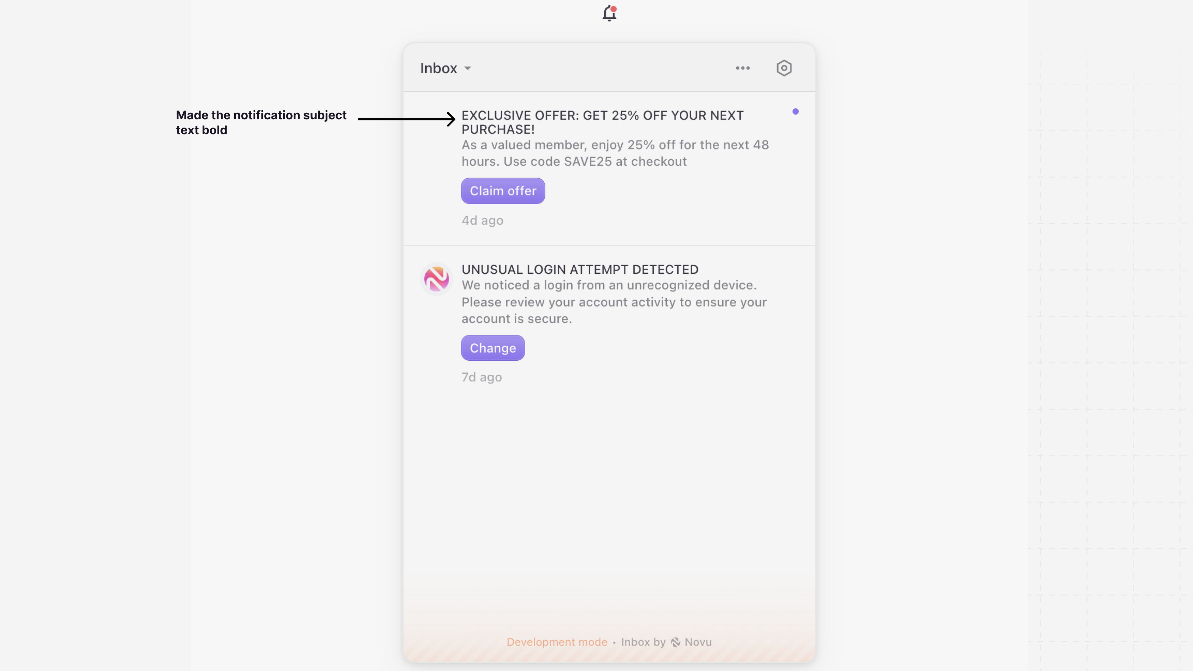 Customize notification subject