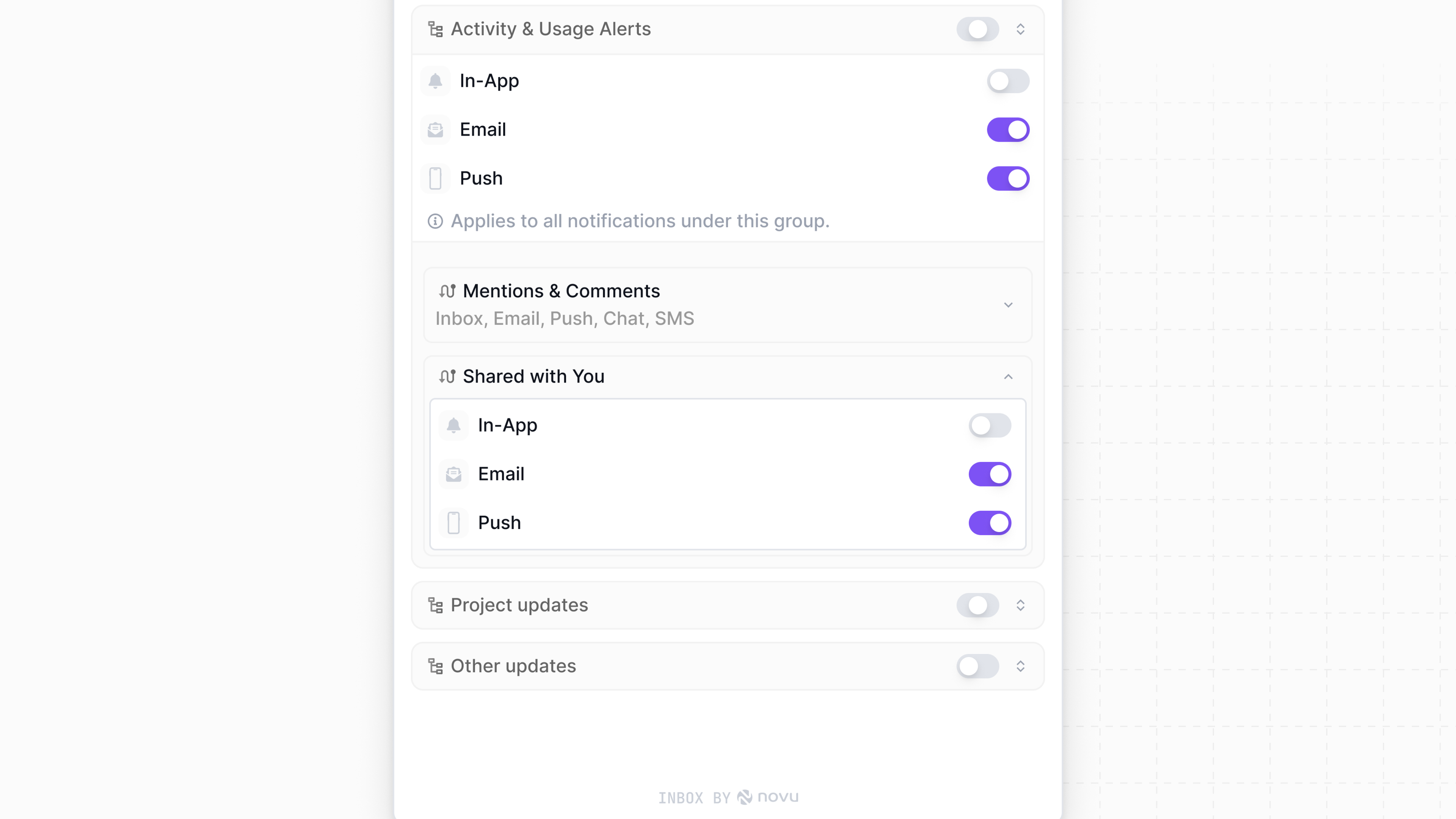Grouping preferences